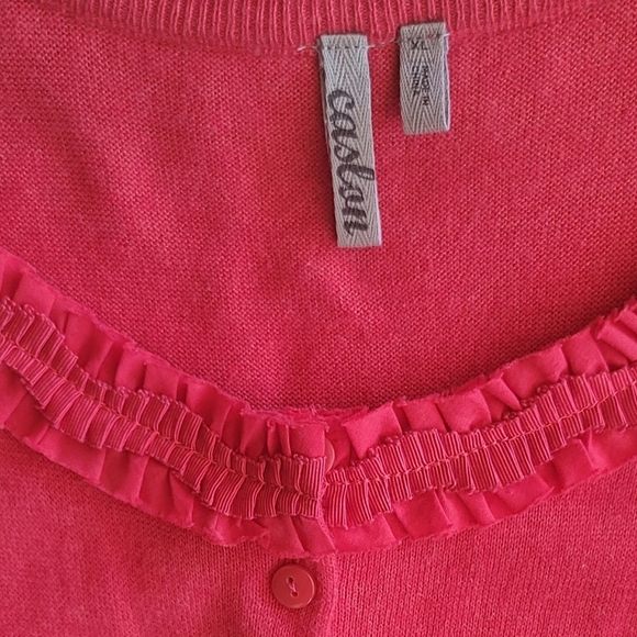 Sumptuously Soft Red CASLON Ribbon Trimmed Cardigan Size XL Like New - Picture 5 of 5